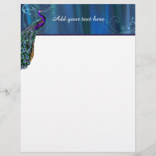 Elegant Peacock Custom Letterhead Stationery
