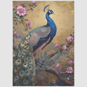 Elegant Peacock Decoupage Tissue Paper