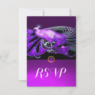 ÉLÉGANT PEACOCK EN PURPLE, NOIR MARIAGE RSVP