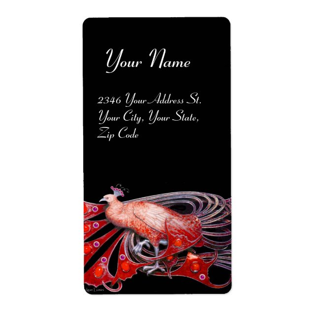 ÉLÉGANT PEACOCK EN ROUGE ET NOIR (Devant)