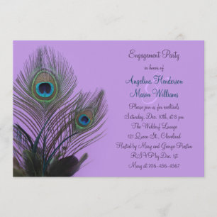 Elegant Peacock Engagement Invitation (purple)