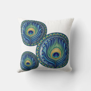 Elegant Peacock Feather Mandala Throw Pillow
