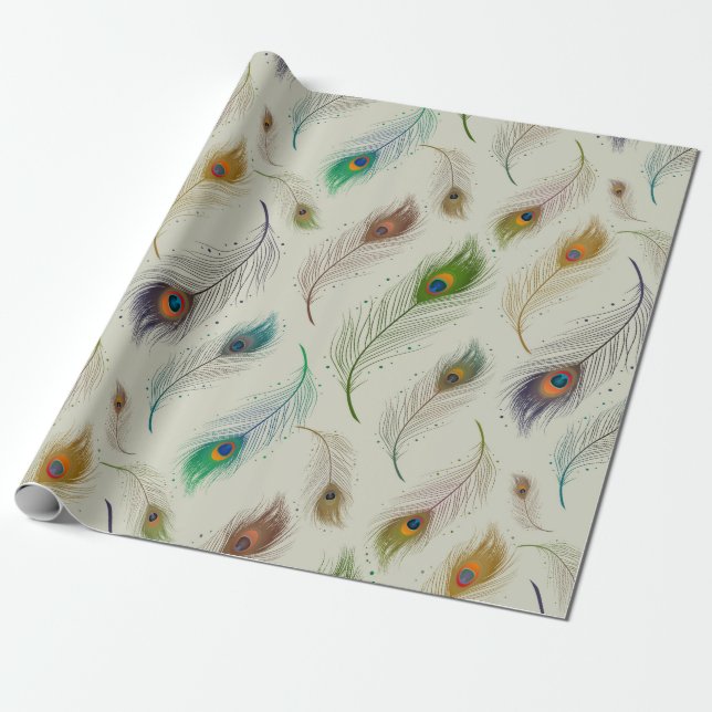 Elegant peacock feather pattern Wrapping Paper (Unrolled)