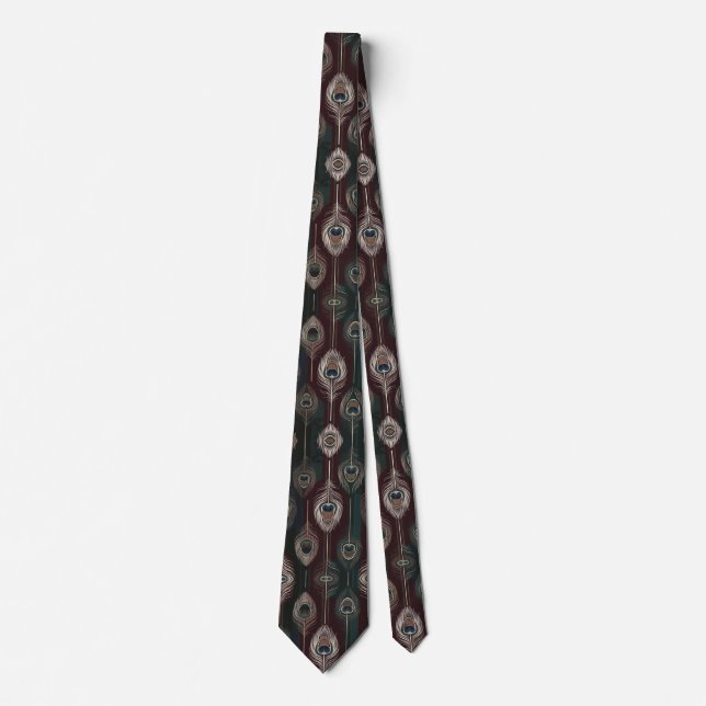 Elegant Peacock Feather  Tie (Front)