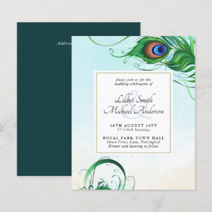 Elegant PEACOCK FEATHER Wedding Invite BUDGET