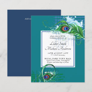 Elegant PEACOCK FEATHER Wedding Invite BUDGET