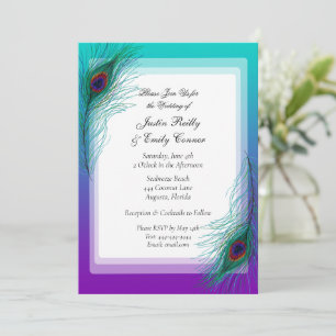 Elegant Peacock Feathers Wedding Invitation