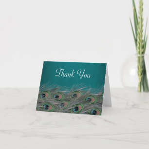 Elegant Peacock Feathers You Thank You Card