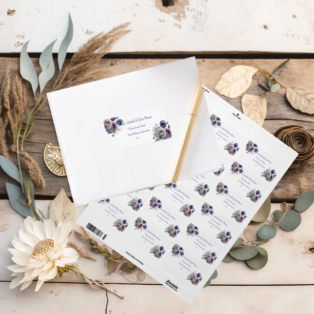 Elegant Peacock Floral Matching Address Labels  (Creator Uploaded)