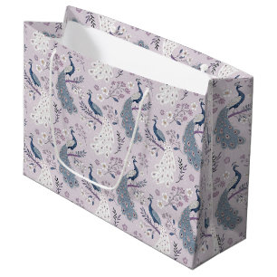Elegant Peacock Floral Vintage (10) Large Gift Bag