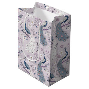 Elegant Peacock Floral Vintage (10) Medium Gift Bag