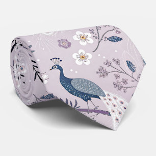Elegant Peacock Floral Vintage (10) Tie