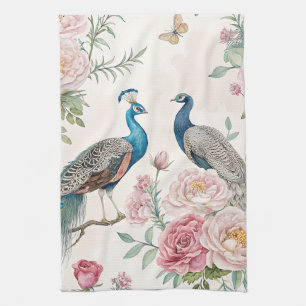 Elegant Peacock Floral Vintage (12) Kitchen Towel