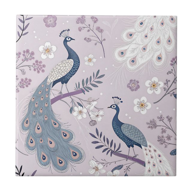 Elegant Peacock Floral Vintage (14) Tile (Front)