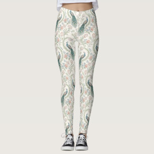 Elegant Peacock Floral Vintage (1) Leggings