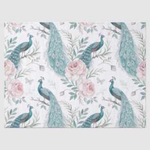 Elegant Peacock Floral Vintage (1) Tissue Paper