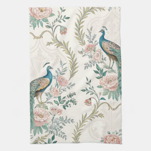Elegant Peacock Floral Vintage (3) Kitchen Towel