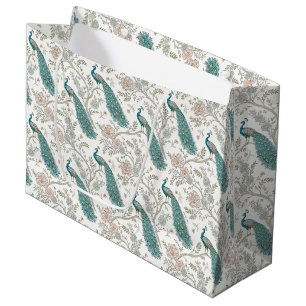 Elegant Peacock Floral Vintage (4) Large Gift Bag