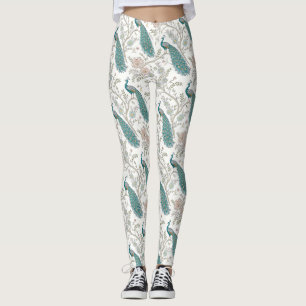 Elegant Peacock Floral Vintage (4) Leggings