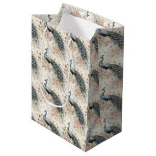 Elegant Peacock Floral Vintage (4) Medium Gift Bag