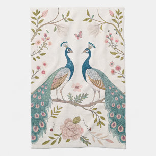 Elegant Peacock Floral Vintage (5) Kitchen Towel