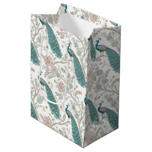 Elegant Peacock Floral Vintage (5) Medium Gift Bag