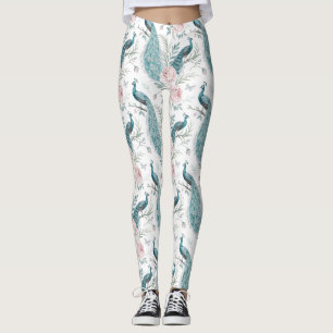 Elegant Peacock Floral Vintage (7) Leggings