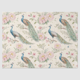 Elegant Peacock Floral Vintage (7) Tissue Paper