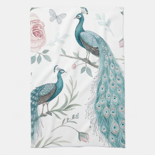 Elegant Peacock Floral Vintage (8) Kitchen Towel