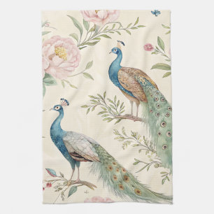 Elegant Peacock Floral Vintage (9) Kitchen Towel