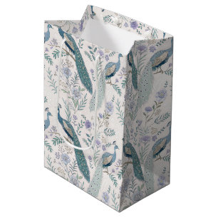 Elegant Peacock Floral Vintage (9) Medium Gift Bag