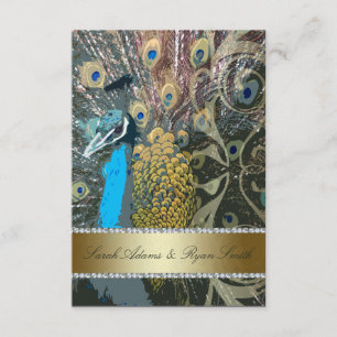 Elégant Peacock Gold Réception Invitation