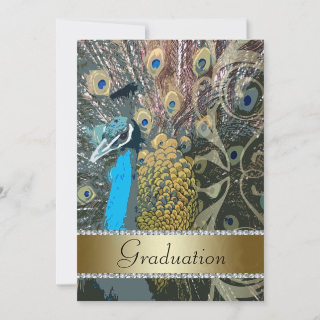 Elegant Peacock Graduation Party Invitation (Front)