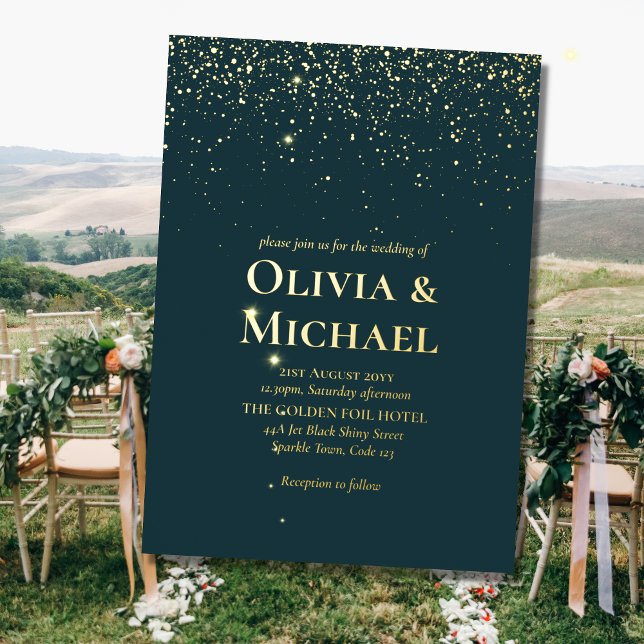 Elegant Peacock Green Blue Gold Foil Wedding (Creator Uploaded)