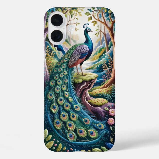 Elegant Peacock in Enchanted Forest Case (Back)