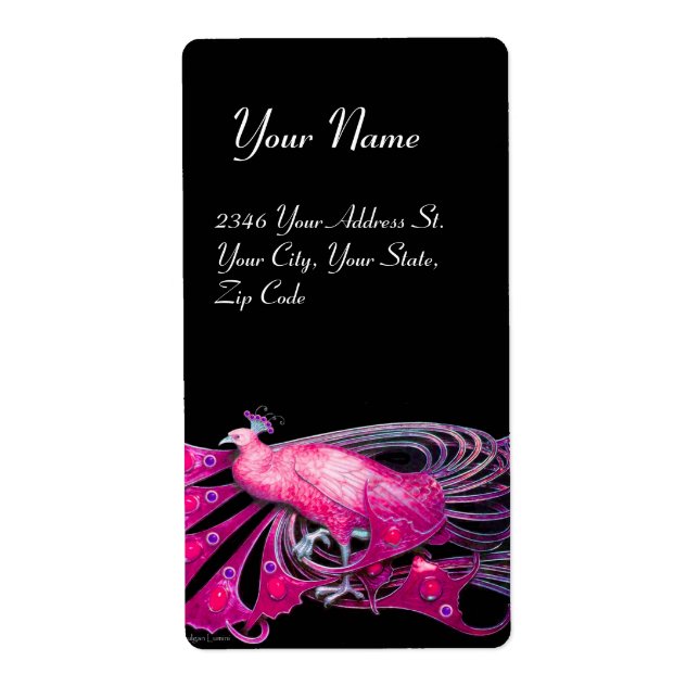 ELEGANT PEACOCK IN PINK, FUCHSIA AND BLACK (Front)