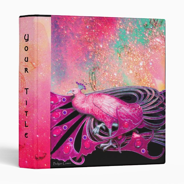 ELEGANT PEACOCK IN PINK,FUCHSIA ,BLACK BINDER (Front/Spine)
