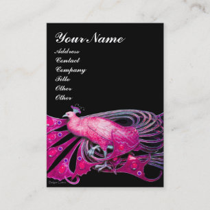 ELEGANT PEACOCK IN PINK,FUCHSIA ,BLACK BUSINESS CARD