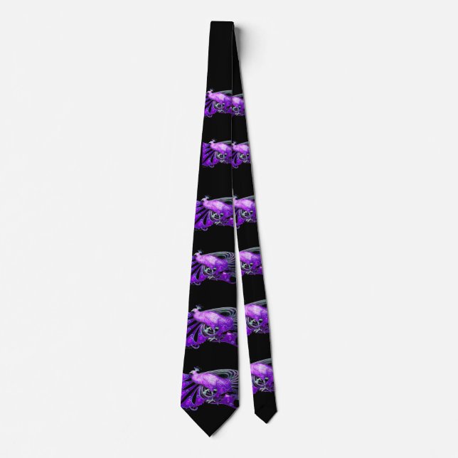 ELEGANT PEACOCK IN PURPLE AND BLACK TIE (Front)