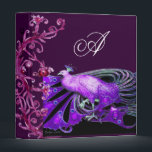 ELEGANT PEACOCK IN PURPLE BLACK MONOGRAM BINDER<br><div class="desc">Classy, precious vintage Art Nouveau jewellery with pink fuchsia floral swirls,  spring flourishes,  magic berries.Digital graphic elaboration by Bulgan Lumini (c) .Cool and modern design , easy to customize with your own text.</div>