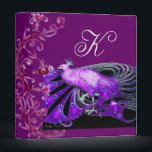 ELEGANT PEACOCK IN PURPLE BLACK MONOGRAM BINDER<br><div class="desc">Classy, precious vintage Art Nouveau jewellery with pink fuchsia floral swirls,  spring flourishes,  magic berries.Digital graphic elaboration by Bulgan Lumini (c) .Cool and modern design , easy to customize with your own text.</div>