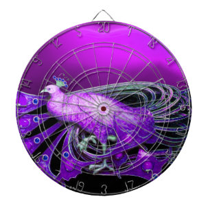 ELEGANT PEACOCK IN PURPLE DARTBOARD
