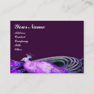 ELEGANT PEACOCK IN PURPLE VIOLET ,BLACK BUSINESS CARD