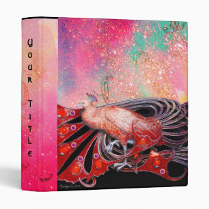 ELEGANT PEACOCK IN RED PINK,FUCHSIA ,BLACK BINDER