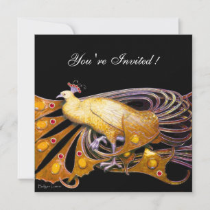 ELEGANT PEACOCK IN YELLOW AND BLACK INVITATION