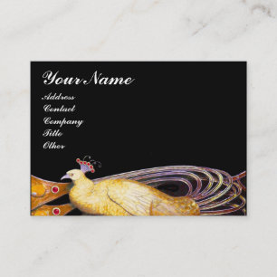 ELEGANT PEACOCK IN YELLOW,BLACK BUSINESS CARD