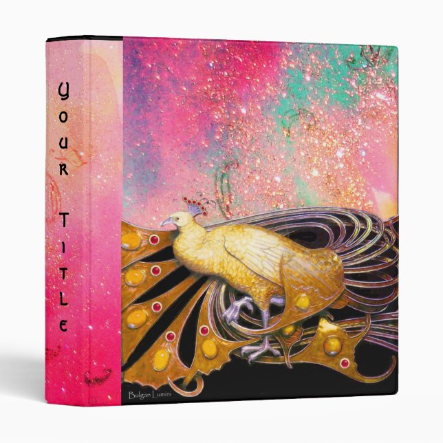 ELEGANT PEACOCK IN YELLOW PINK,FUCHSIA ,BLACK BINDER (Front/Spine)