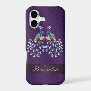 Elegant Peacock Jewels Print Purple Personalized