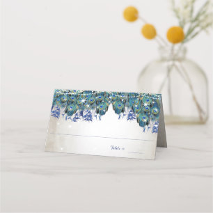 Elegant Peacock Navy Rustic Luxe Place Cards