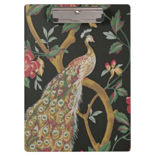 Elegant Peacock On Black Clipboard